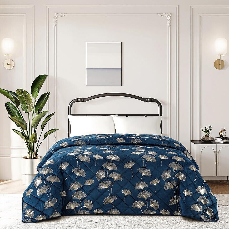 Prikrývka na posteľ Jola RQ-015 220x250 cm tmavomodrá