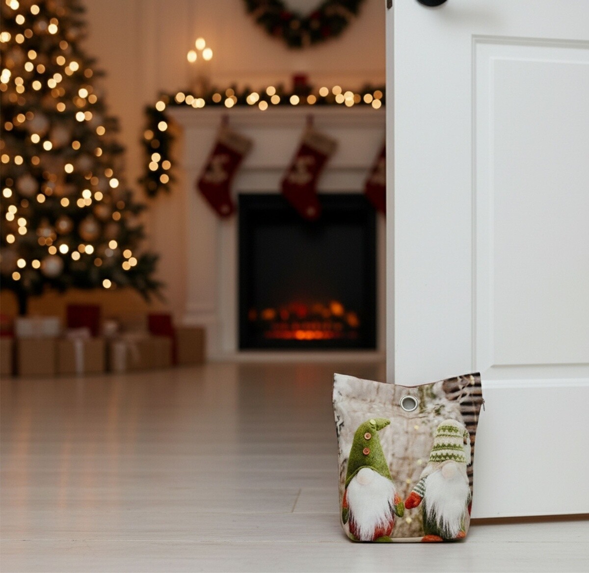 Dverová zarážka - závažie, Dva trpaslíci v zelenom, 22 x 23 cm