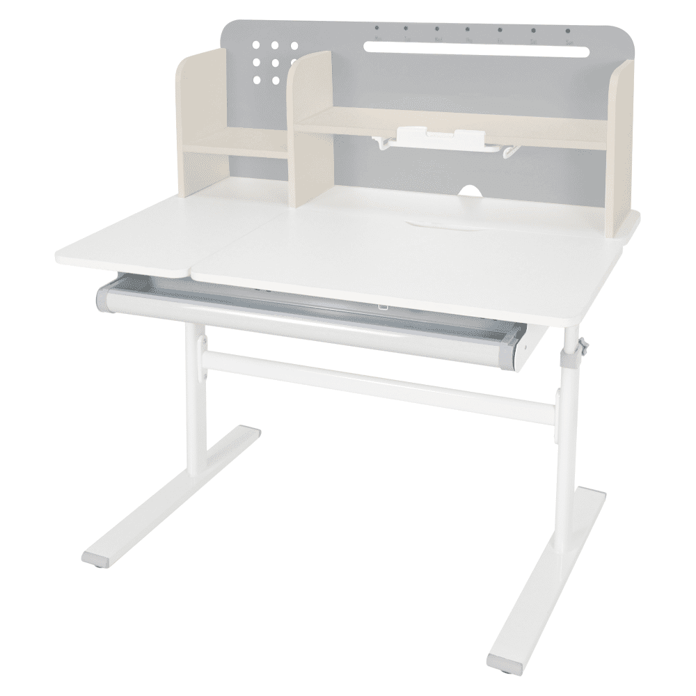 Rastúci písací stôl, sivá/biela, ODIN