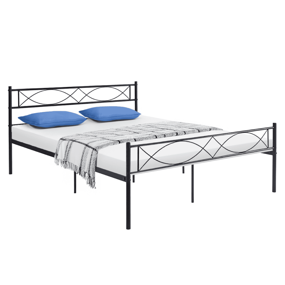 Kovová posteľ s roštom, 160x200, čierna, STELVIA