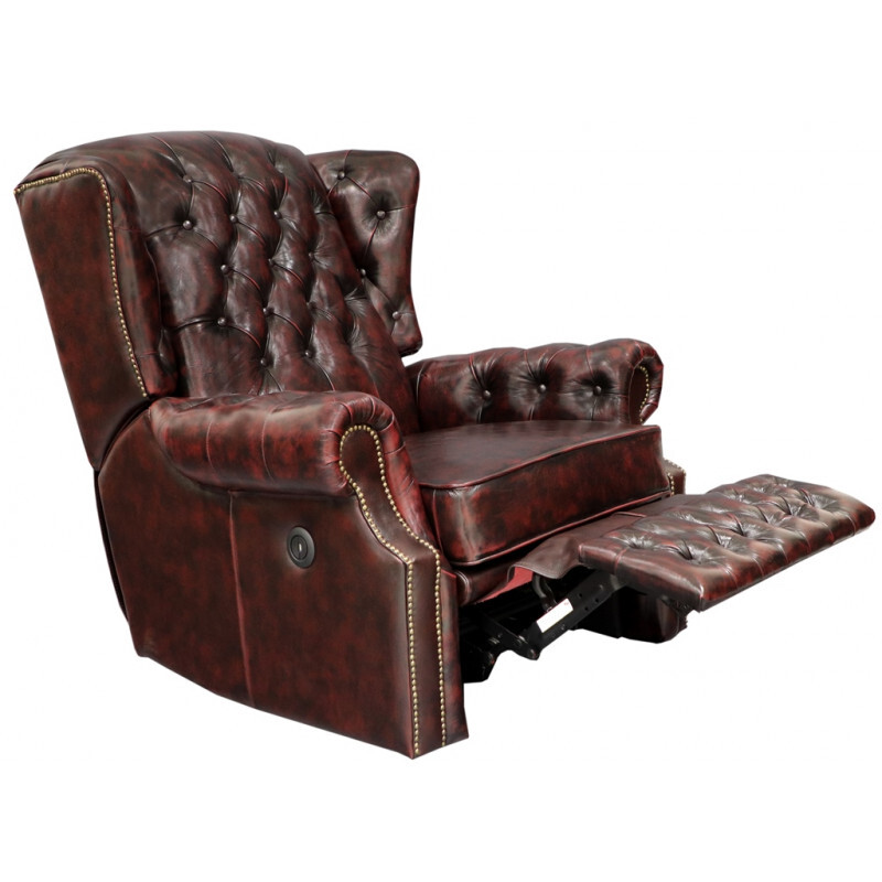 indickynabytok.sk - Elektrické polohovacie kreslo Chesterfield Stunning z pravej hovädzej kože Red