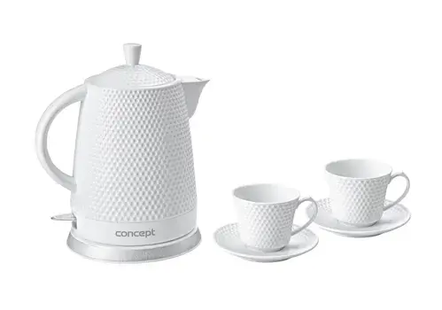 CONCEPT RK0040 Rýchlovarná kanvica keramická 1,5 l s dvoma šálkami a podšálkami