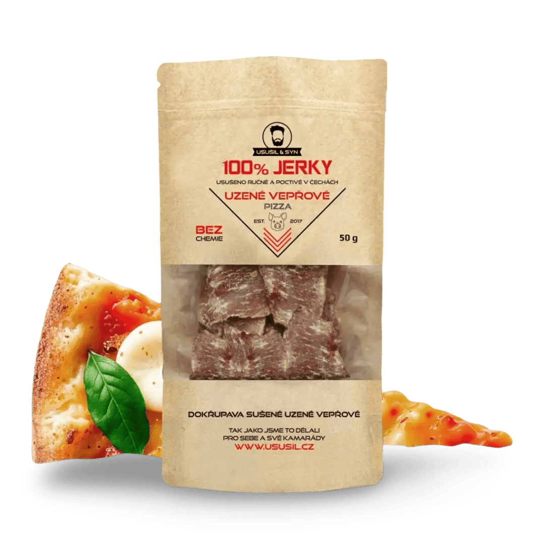 100% JERKY CHIPSY VEPŘOVÉ PIZZA 50 g