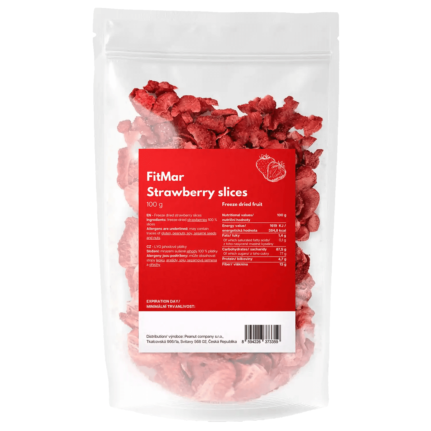 Jahodové plátky lyofilizované