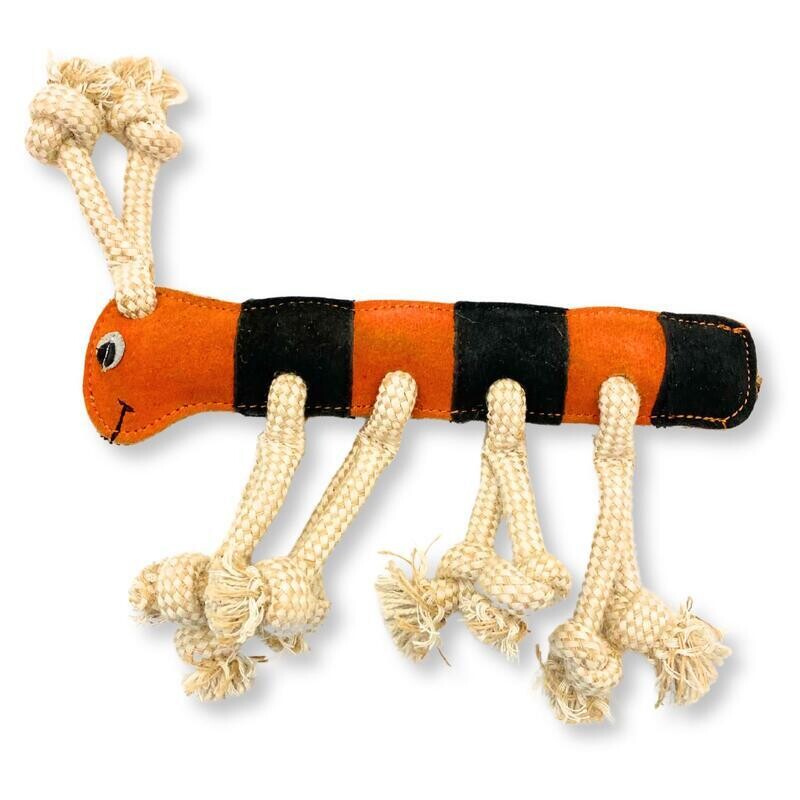 PafDog Stonožka Jarmila Hračka pro psy z kůže a juty 26 cm