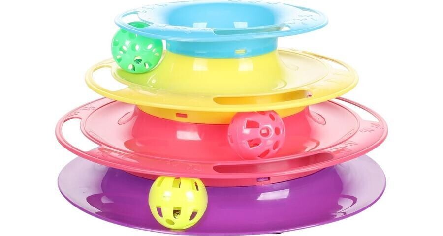 Flamingo Interaktivní hračka pro kočky Bagera + míčky 24x13cm