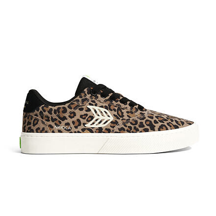 Dámské volnočasové boty Cariuma NAIOCA Leopard Print Suede Ivory Logo Sneaker