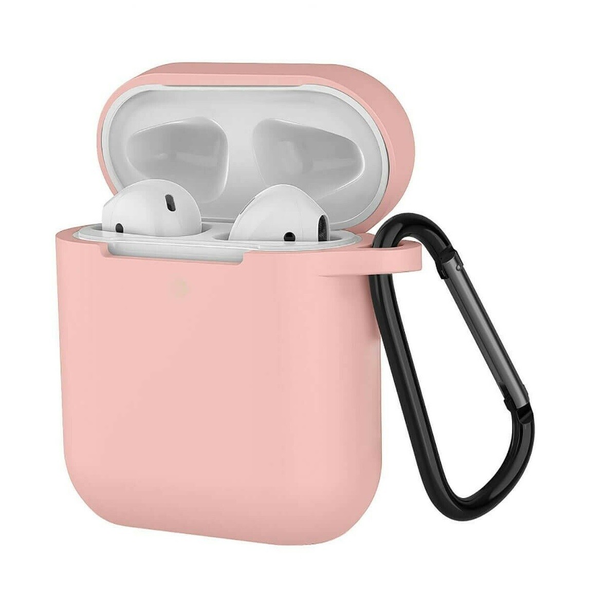Silikónové púzdro pre Airpods 1 a 2 s karabínou - Ružová