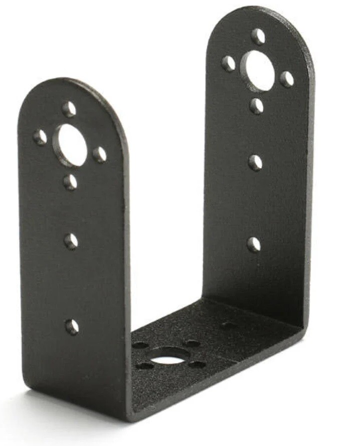 Hliníkový držiak servomotora U – dlhý rovný, čierny, 56x65mm (pre MG995/MG996)