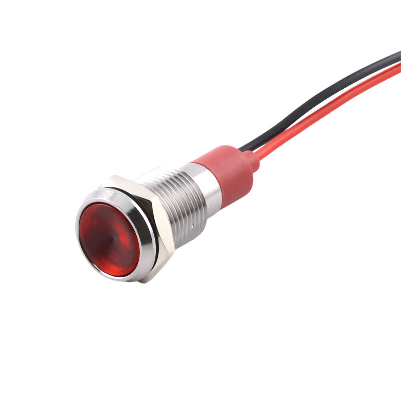 LED kontrolka kovová, pre priemer otvoru 10mm, strieborná, Červená 3-6 V DC