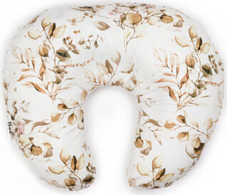 Flumi Dojčiaci vankúš v tvare rožku, biely s hnedými lístkami