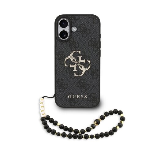 Guess PU 4G Metal Logo Strap Zadní Kryt pro iPhone 17 Black