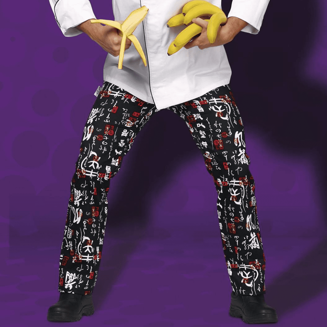 EGOCHEF Kuchárske nohavice EGOchef Japonské znaky, 100% bavlna S