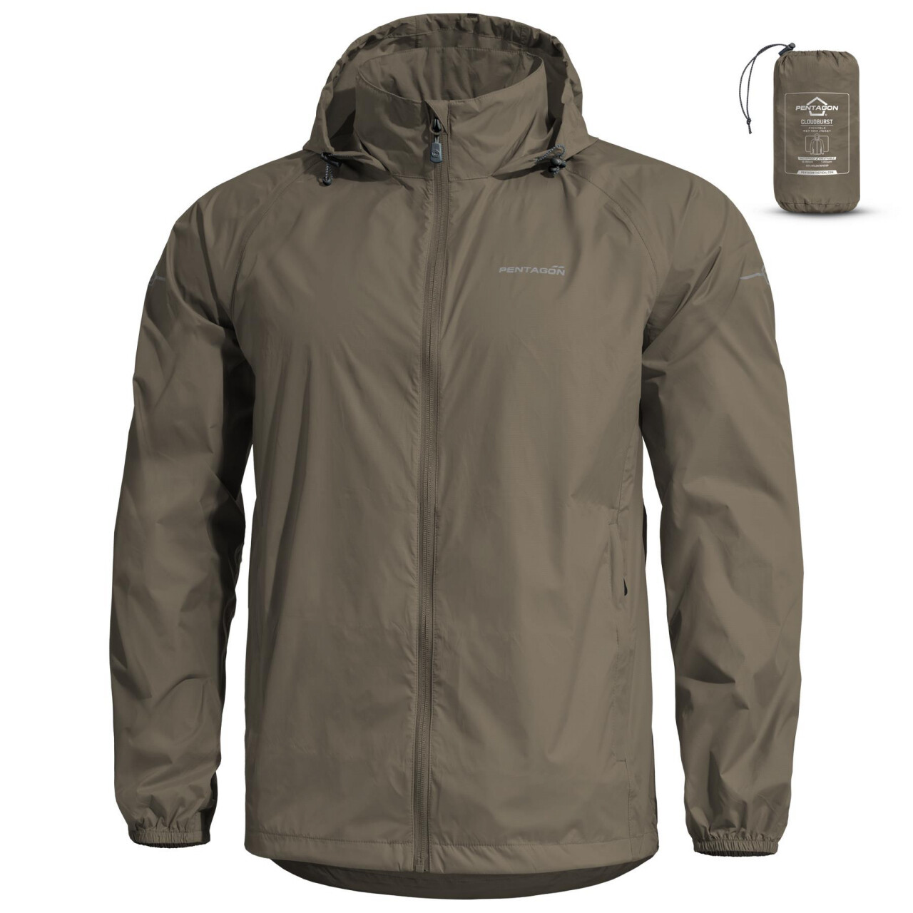 Bunda Pentagon Cloudburst Packable Rain Jacket - olivová, L