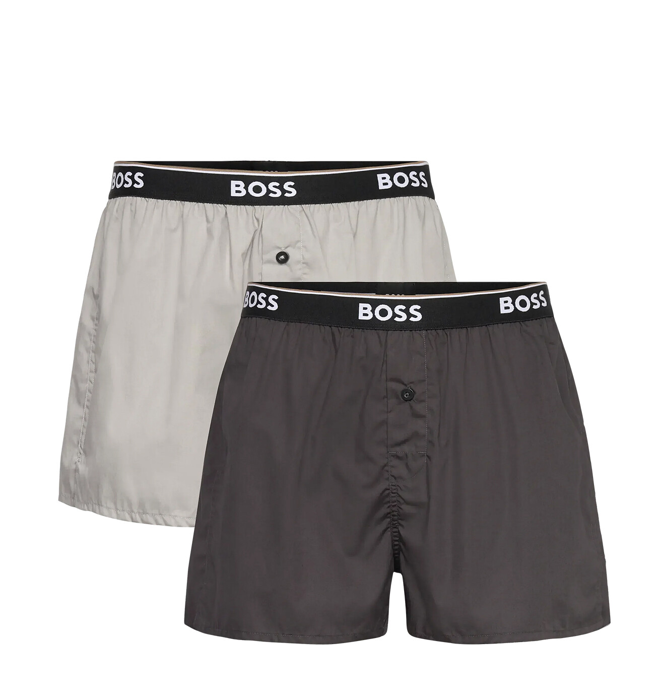 BOSS - trenky 2PACK natural pure cotton black & grey tones