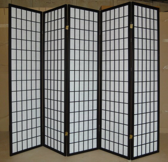 Paravan 5 dielny SC01-5 BK Dekorhome