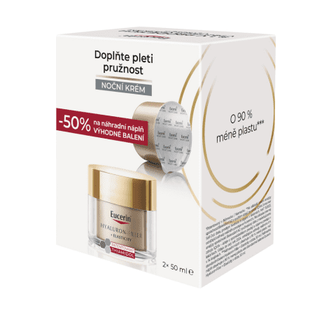 EUCERIN HYALURON-FIL.+ELASTICITY Nočný krém dóza + náhradná náplň refill 1 x 1 set