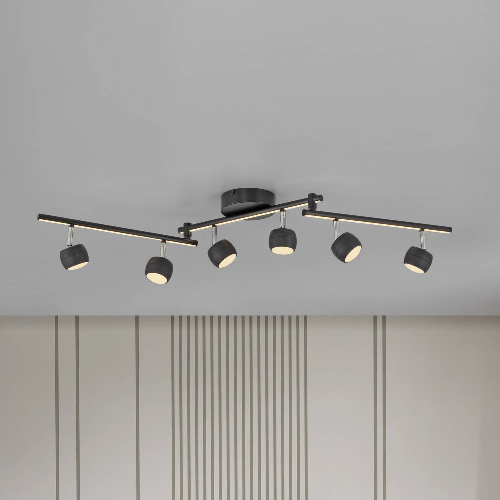 JUST LIGHT. LED stropné bodové svetlá Jarik, 6-pl., čierny, 3 000 K