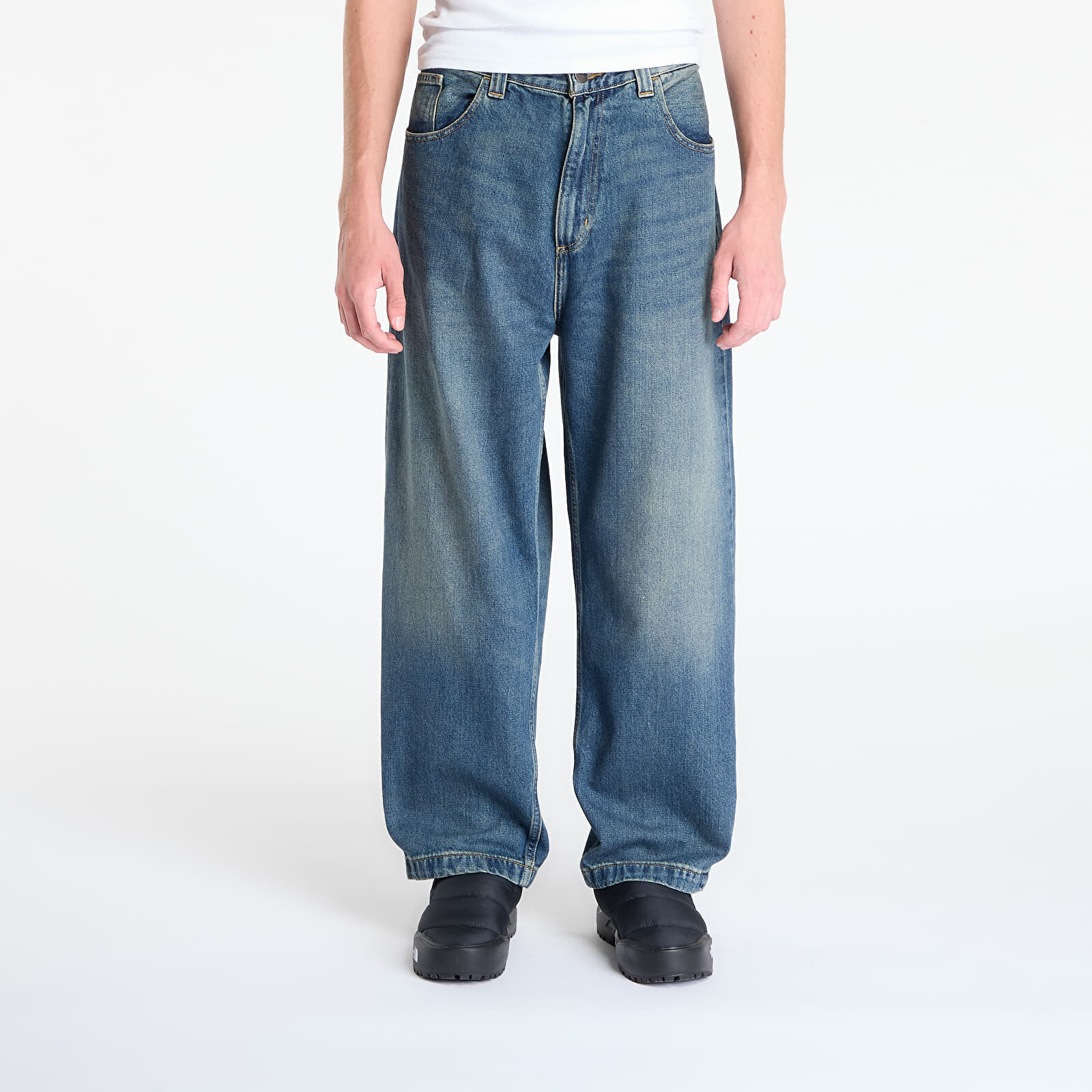 Kalhoty Carhartt WIP Brandon Pant Blue Worn Used Wash L