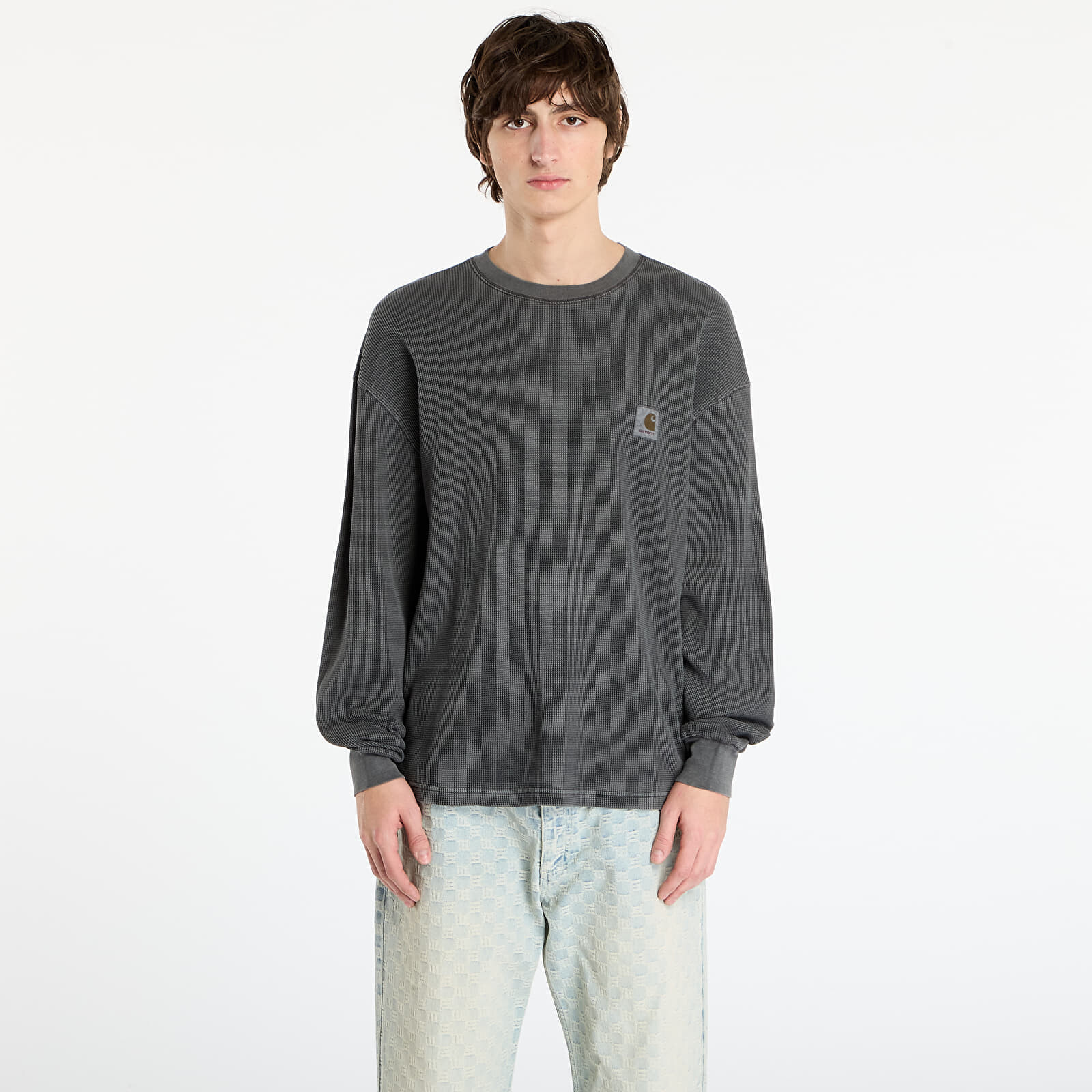 Tričko Carhartt WIP L/S Vista Waffle T-Shirt UNISEX Black Garment Dyed M
