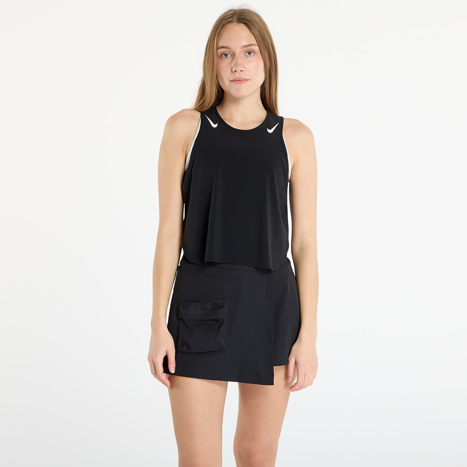 Tielko Nike AeroSwift Women's Dri-FIT ADV Cropped Running Tank Top Black/ White S