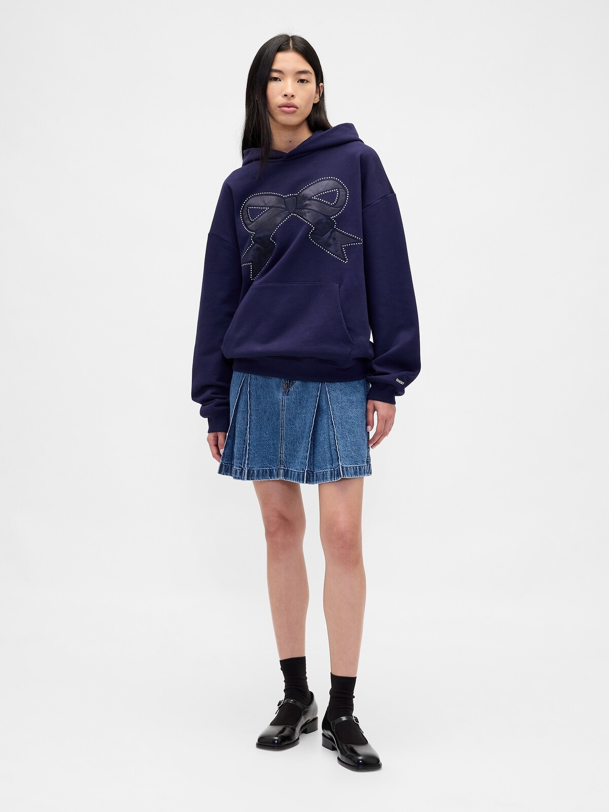 Džínsová plisovaná mini sukňa Gap × Sandy Liang