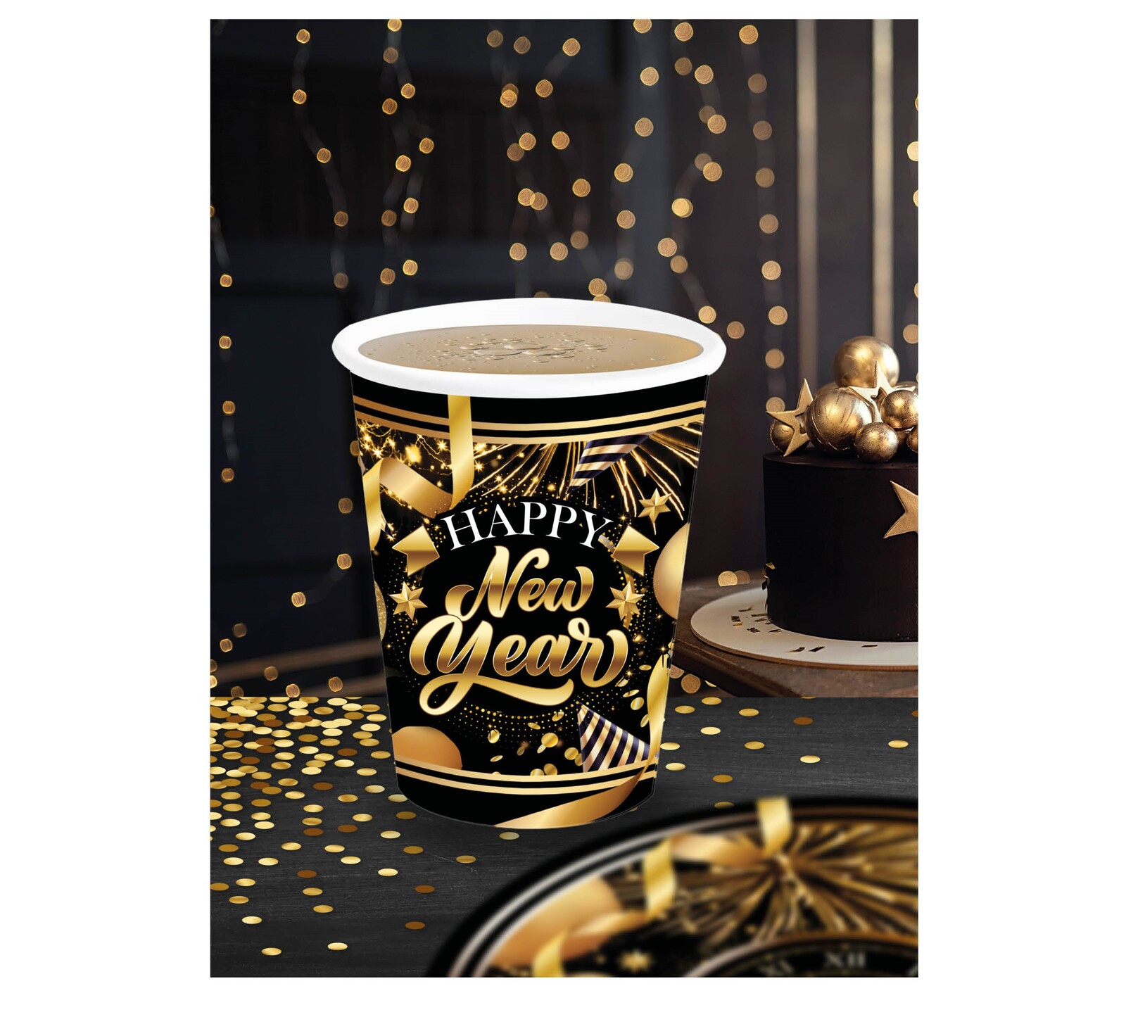 Guirca Papierové poháre 240 ml - Happy New Year 6 ks