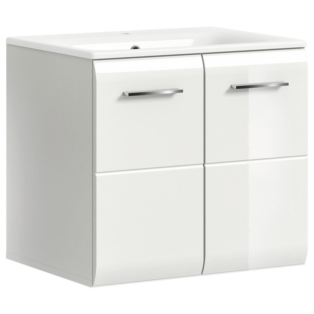 MID.YOU SKRINKA S UMÝVADLOM, biela s vysokým leskom, biela, 60 cm