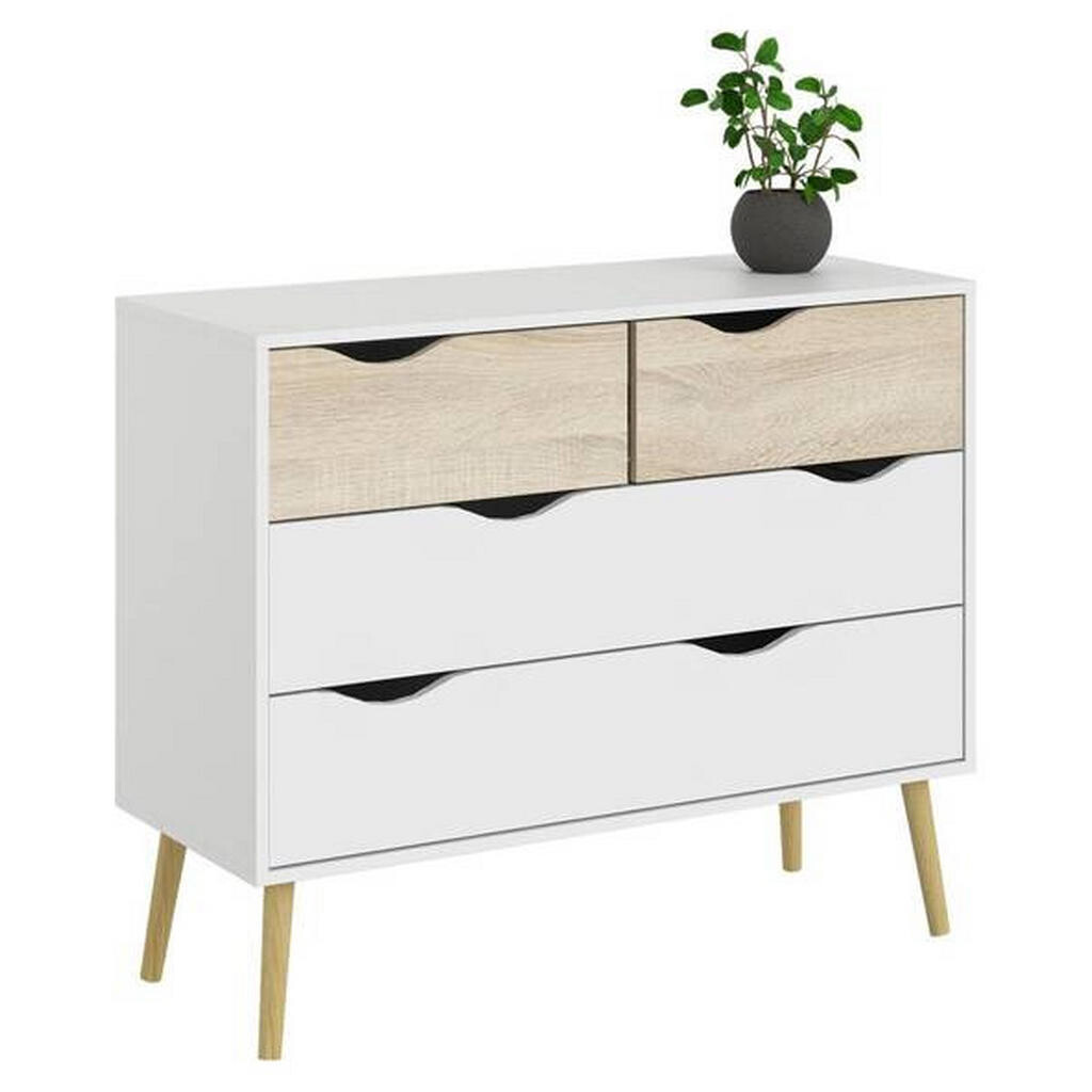 MID.YOU KOMODA, biela, farba duba, 98,7/81,7/39,1 cm