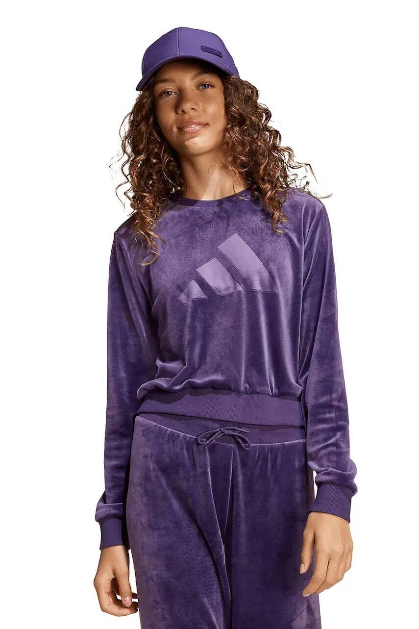 Detská mikina adidas fialová farba, jednofarebná, JW2437