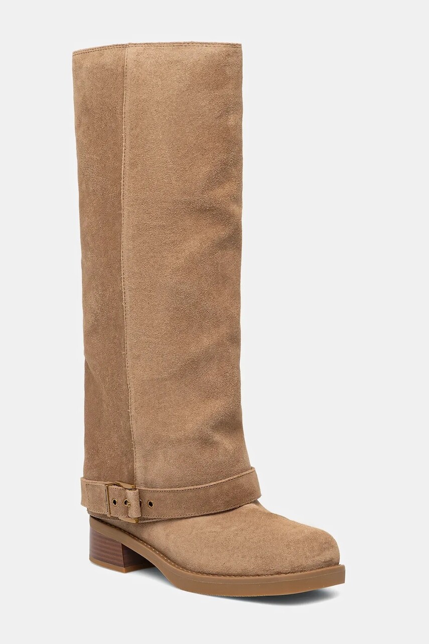 Semišové čižmy MICHAEL Michael Kors Colby béžová farba, na plochom podpätku, 40F5COFB5S.297