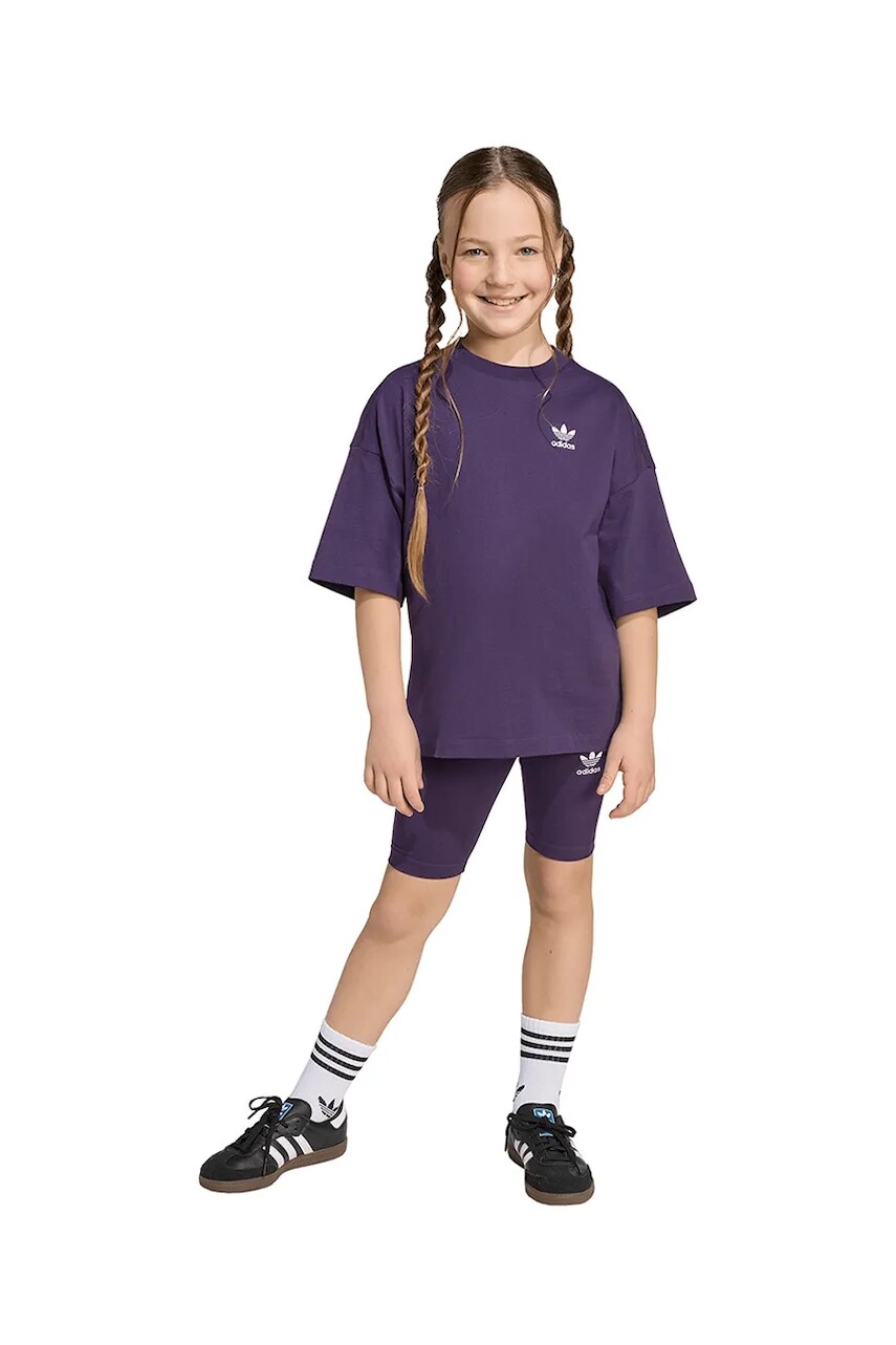 Detská bavlnená súprava adidas Originals fialová farba, JY4873