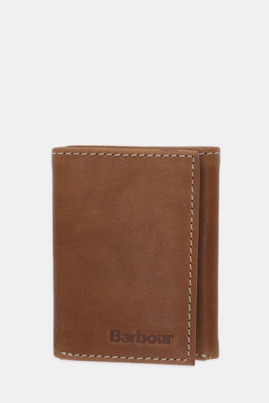 Kožená peňaženka Barbour hnedá farba, MLG0076