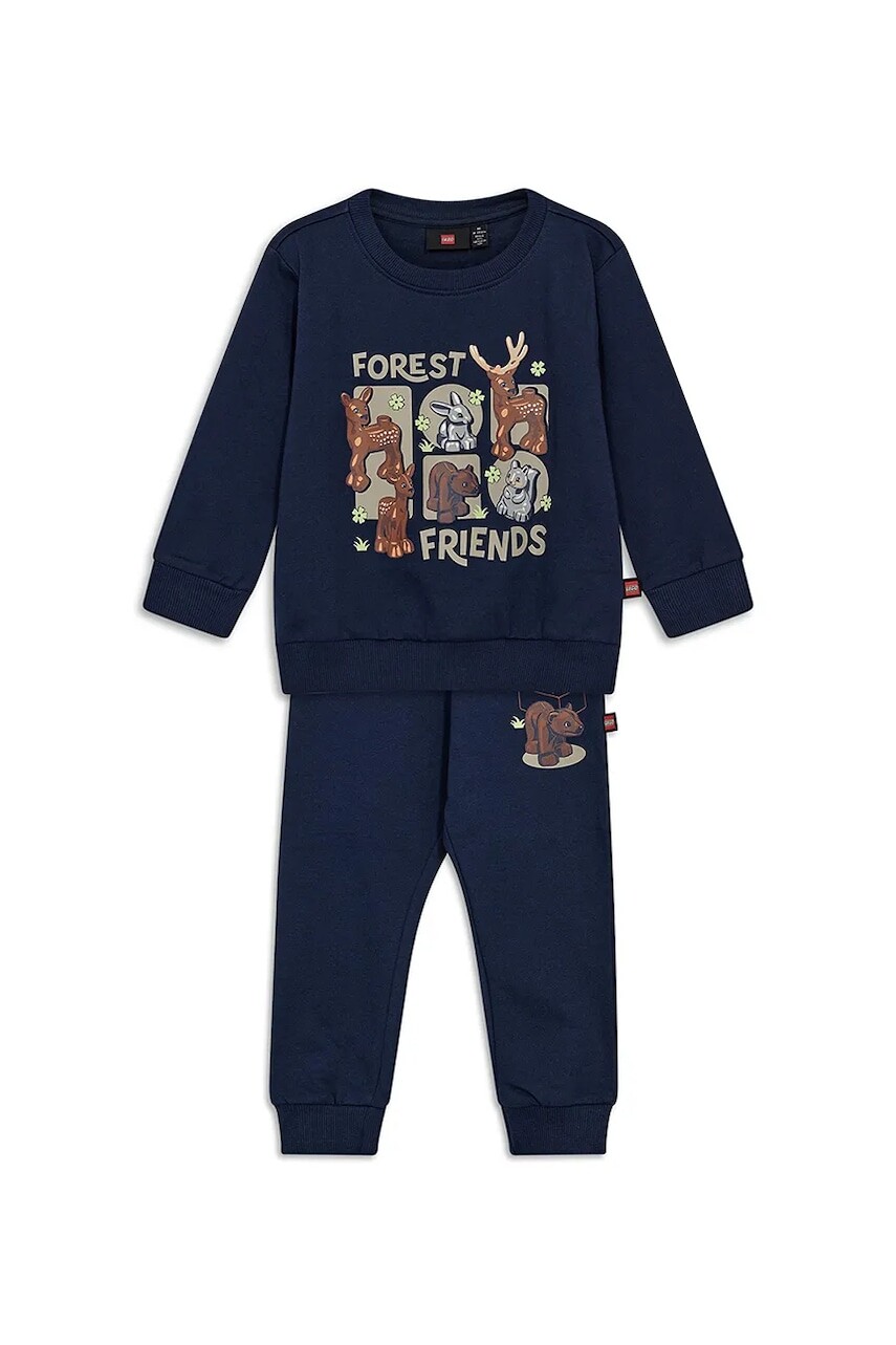 Detská bavlnená tepláková súprava Lego LWSANYU 703 tmavomodrá farba, 11011020