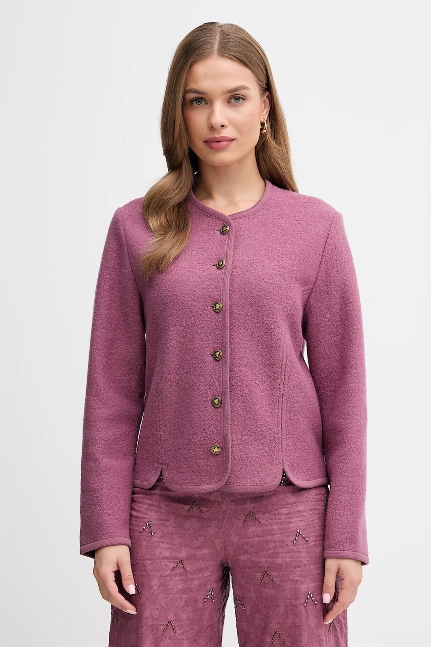 Vlnené sako Hoss Intropia fialová farba, jednoradová, jednofarebná, 5432676