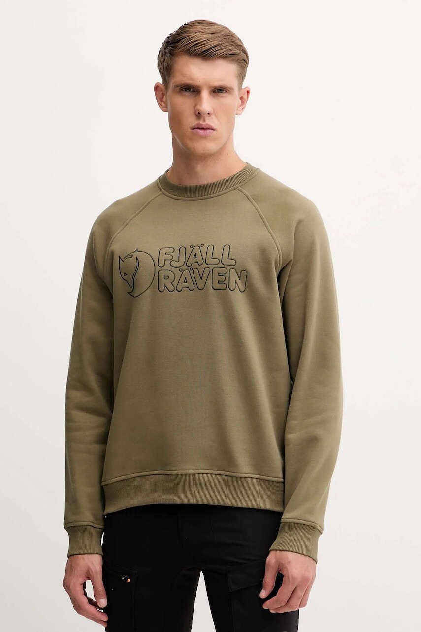 Športová mikina Fjallraven Fjällräven Classic zelená farba, s nášivkou, F12600230-620