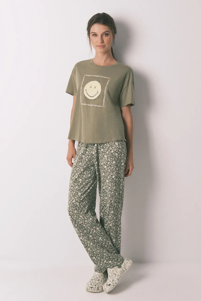 Bavlnené pyžamo women'secret zelená farba, bavlnené, 3132139