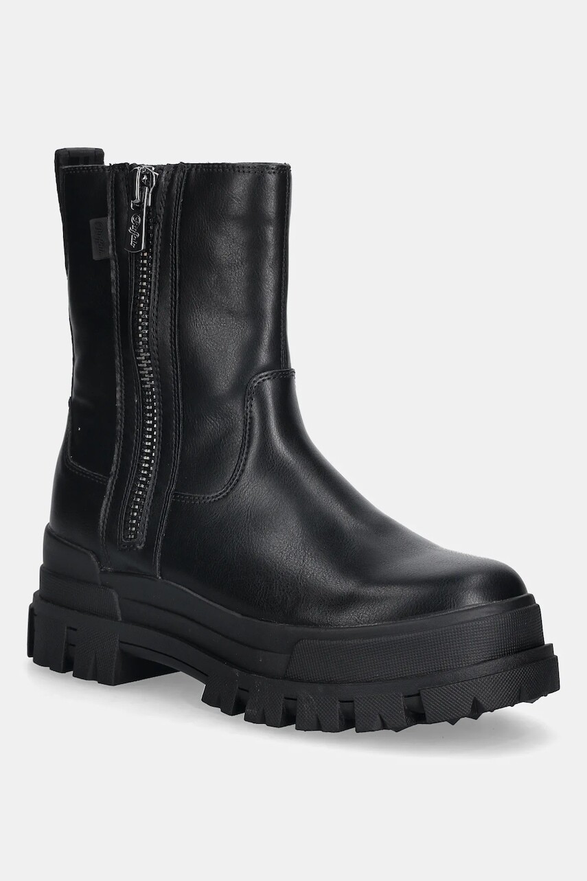 Členkové topánky Buffalo Aspha Bootie Zip čierna farba, na platforme, jemne zateplené, 1270125-BLK