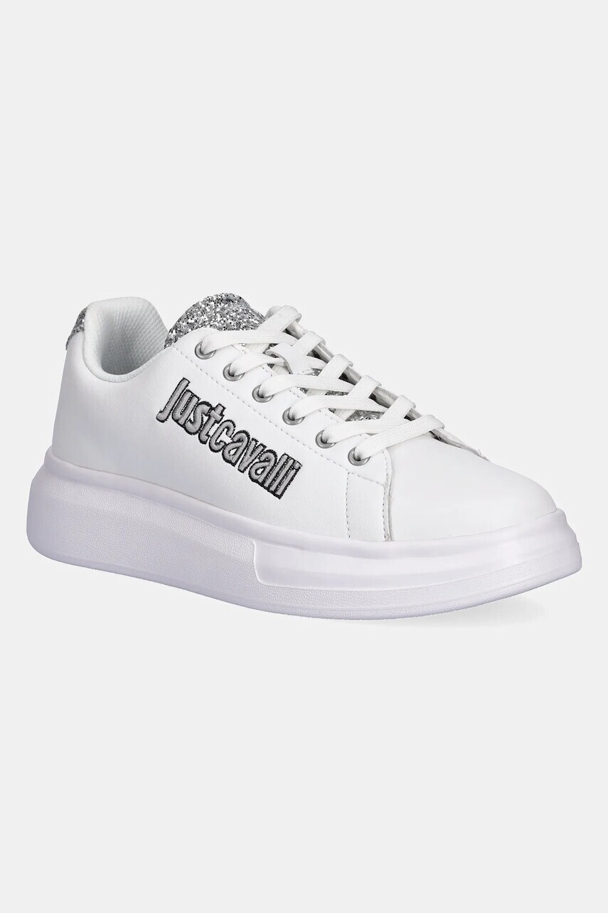 Kožené tenisky Just Cavalli biela farba, 79RA3SB3ZPB46003
