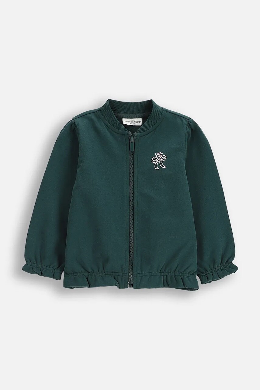 Mikina Coccodrillo zelená farba, jednofarebná, HAPPY PUPPY GIRL NEWBORN