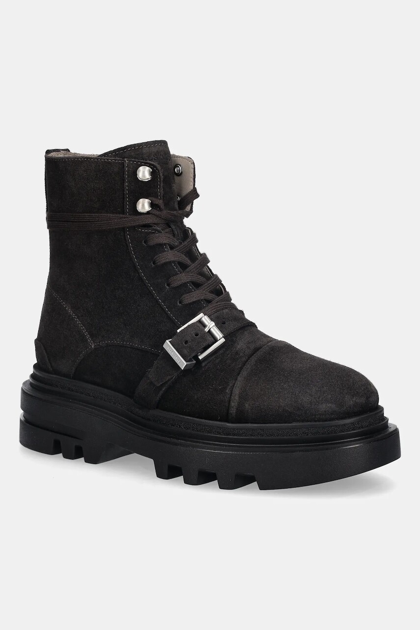 Semišové topánky AllSaints Astrid Suede Boot hnedá farba, na platforme, W004FD