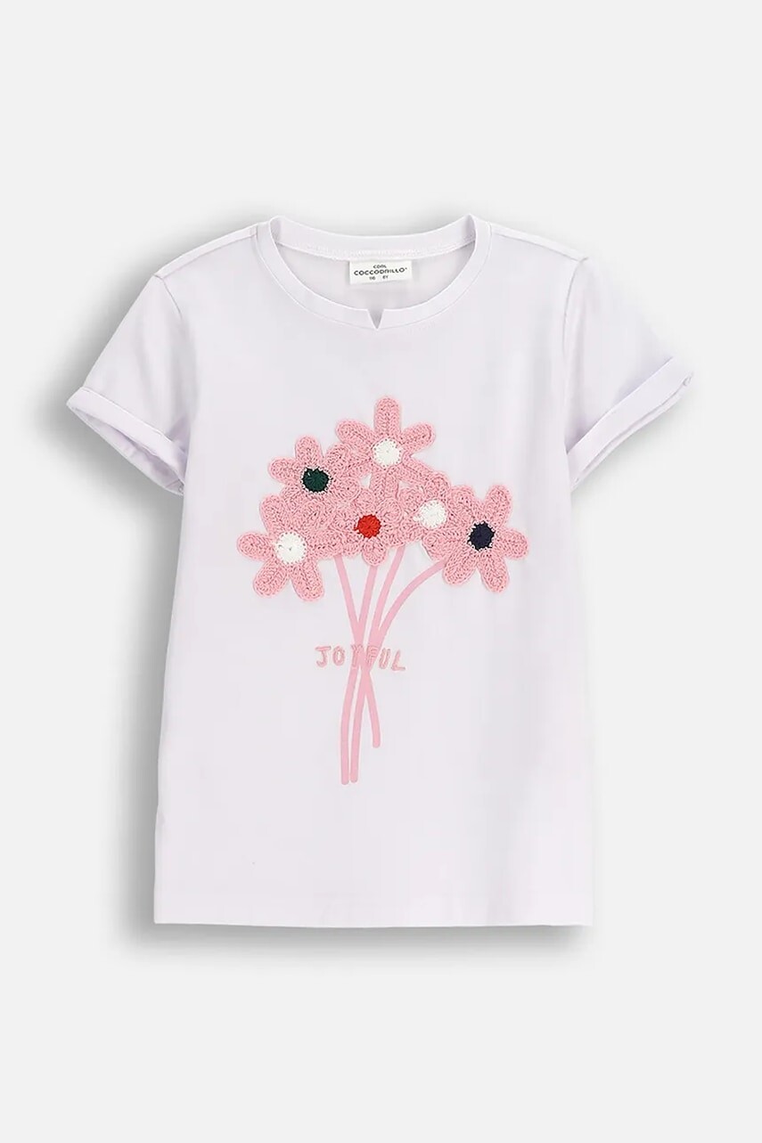 Detské bavlnené tričko Coccodrillo biela farba, FROSTING PUDDLE GIRL KIDS