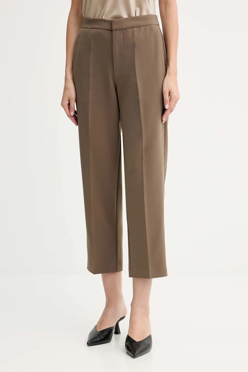 Nohavice ISABELLE BLANCHE zelená farba, rovný strih, vysoký pás, IS25FW-P050-T001