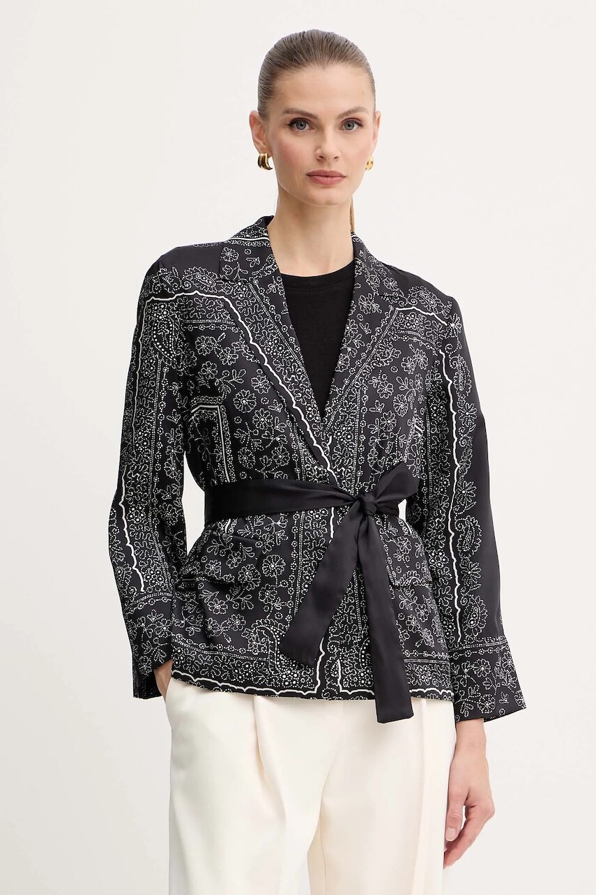 Košeľa Marella čierna farba, regular, s klasickým golierom, 2523046221200