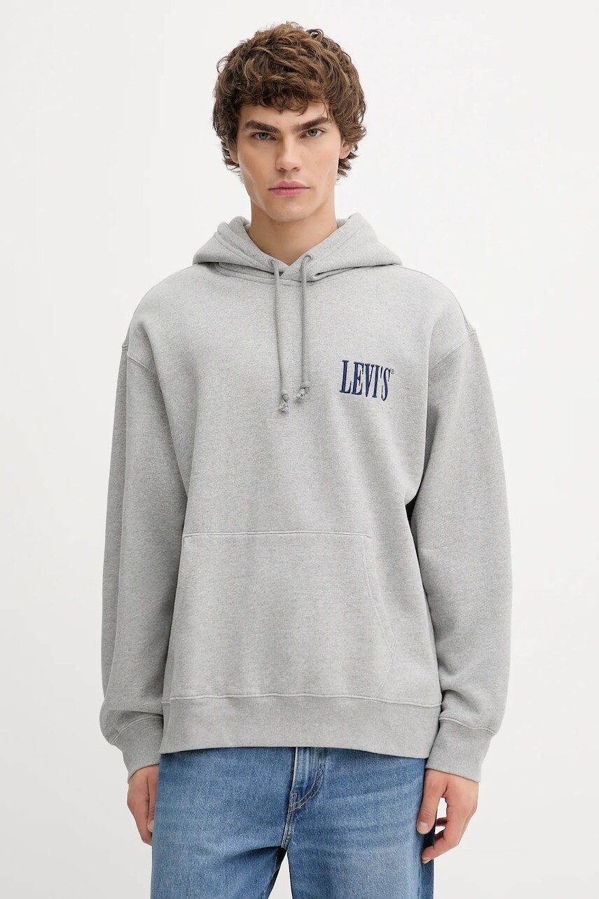 Mikina Levi's šedá farba, s kapucňou, vzorovaná, 38479