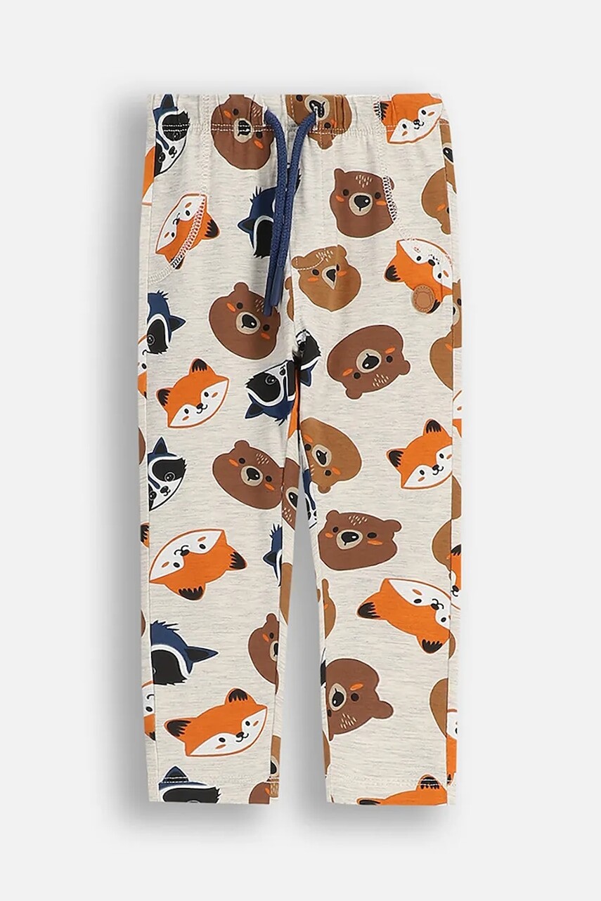 Detské tepláky Coccodrillo šedá farba, vzorované, FOREST FRIENDS BOY NEWBORN