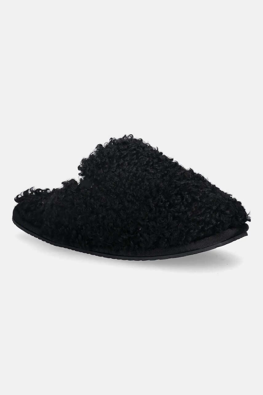 Papuče Calvin Klein CLOSE SLIPPER FUR čierna farba, YW0YW01975