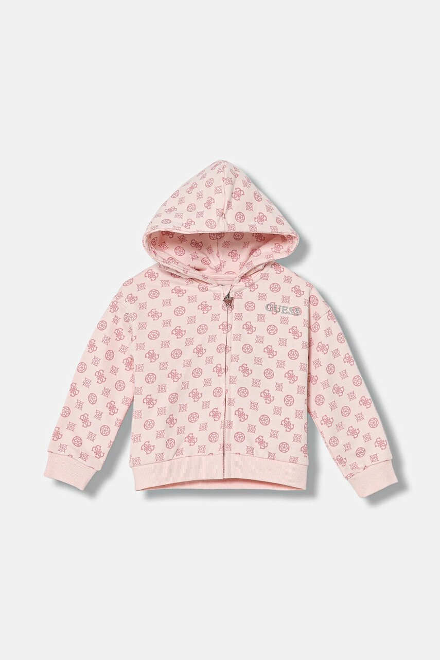 Detská bavlnená mikina Guess ružová farba, vzorovaná, K5BQ08 KAD74