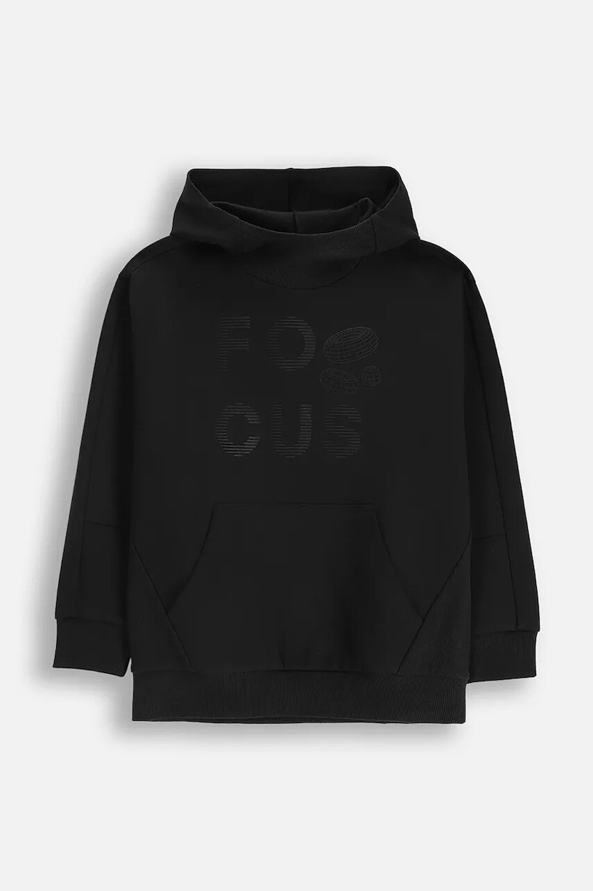 Detská mikina Coccodrillo čierna farba, s kapucňou, s potlačou, X-RAY VISION BOY JUNIOR