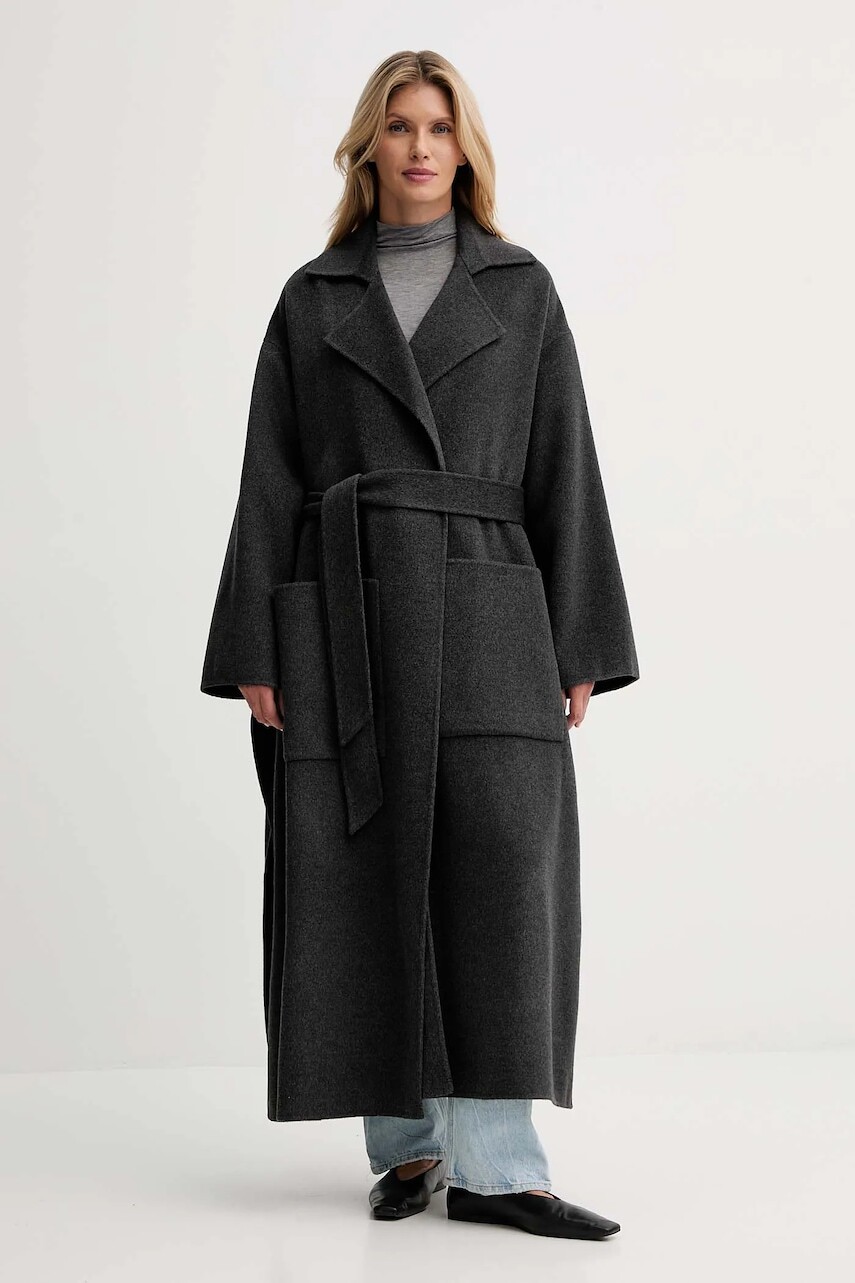Kabát s prímesou vlny Nanushka šedá farba, NW25PFOW12694